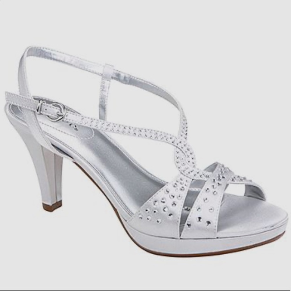 MARIPE Silver diamond formal heels
